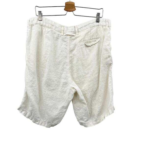 Onia white linen men's flat front shorts - Picture 4 of 5